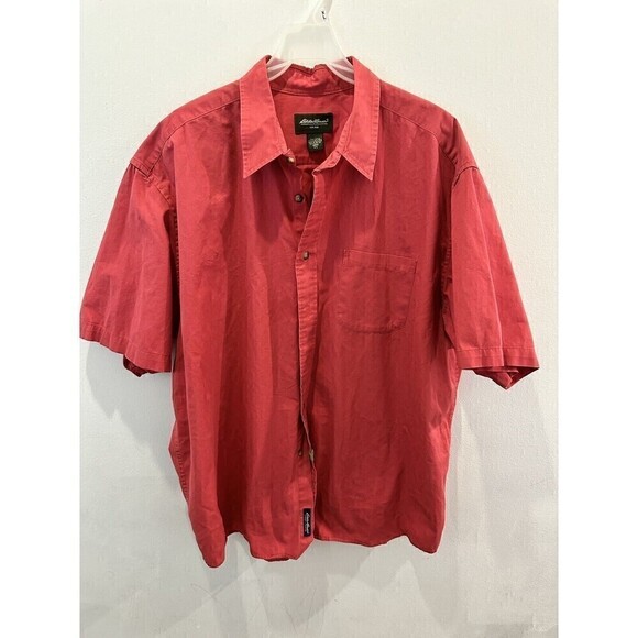 Eddie Bauer Shirt Mens 2XL Red Short Sleeve Button Down Lightweight - Picture 1 of 7